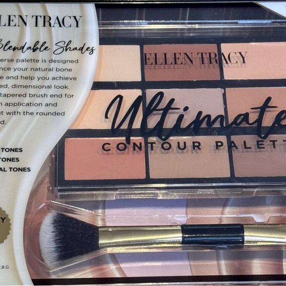 Ellen Tracy Contour Palette with Brush - Brown and Tan Shades - Picture 1 of 3